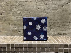 Snowflakes ll  - 4"x4", Blue And White, Winter, Snow, Christmas, Small Painting