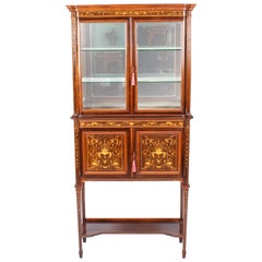 Antique Edwardian Inlaid Display Cabinet by Edwards & Roberts 19th Century