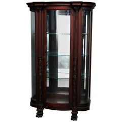 Antique Hersee American Empire Mahogany Diminutive China Cabinet, 19th Century