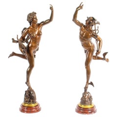 Antique Pair of Bronzes of Mercury & Fortuna After Giambologna & Fulconis