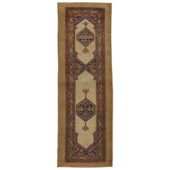 Antique Persian Malayer Camel Hair Runner, Hallway Runner