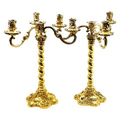 Antique Sterling Silver Gilt 4 Light Candelabra Candlesticks 1909