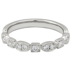 Roman Malakov, Antique Style 0.31 Carat Diamond Wedding Band in White Gold