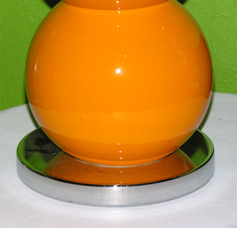 American Orange Ceramic Ball Table Lamp