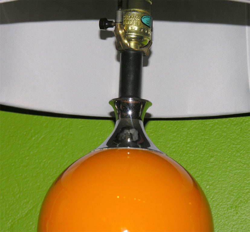 20th Century Orange Ceramic Ball Table Lamp