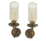 Circa 1940's Pair hurricane lantern sconces