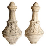 Pair of intricately glazed terra cotta finials