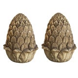 Carved Stone Artichoke Finials