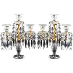 PAIR Crystal 3 Light Table Candelabra. C 1815