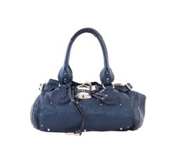 Chloe Blue Midnight w Silver Hardware Paddington Bag