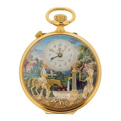 Vintage Reuge Gilt Keywound Musical Automaton Pocket Watch circa 1980s