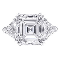 Square Emerald Cut Diamond Three-Stone Engagement Ring