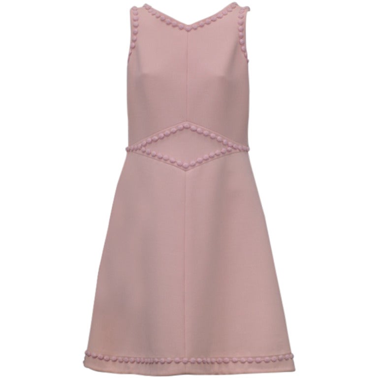 Andre Courrèges - Robe en laine rose, haute couture, moderne en vente