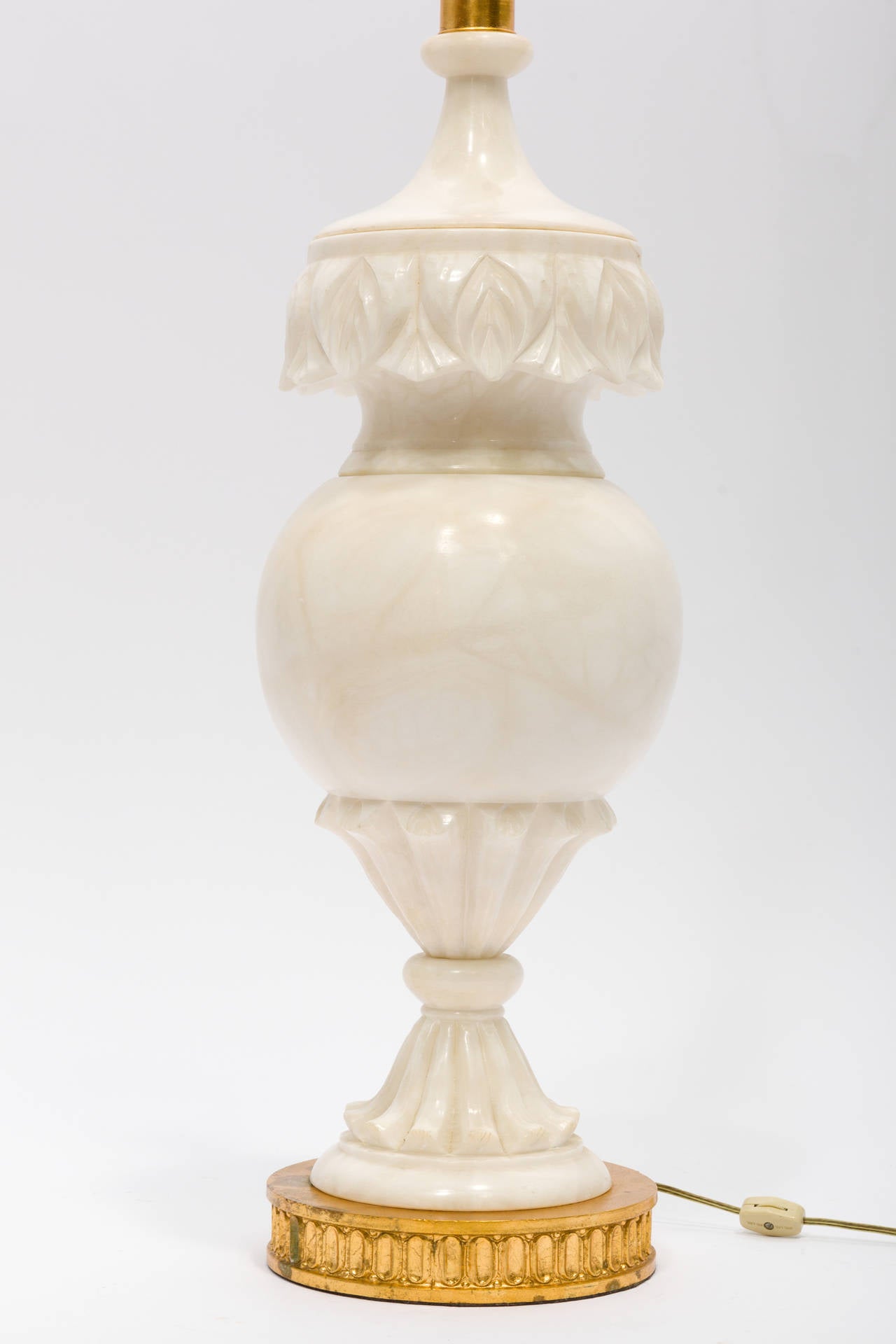 Late 20th Century Large Carved Marble Lamp