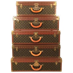 Louis Vuitton Monogram Canvas Alzer Suitcase Trunk Collection "Pyramid"