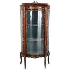 Antique French Bombe Louis XV-Style Vitrine China Cabinet