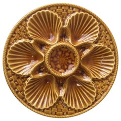 Yellow Majolica Oyster Plate Longchamp, circa 1950