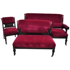 3-Piece Eastlake Victorian Aesthetic Mvmnt Ebonized Parlor Set