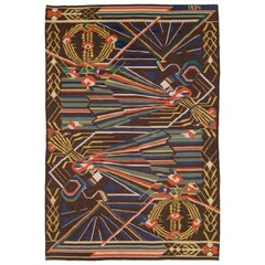 Vintage Romanian Flat-Weave Rug