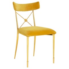 Rider Gold Velvet and Brass Dining Chair