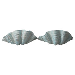 Pair of Clam Shell Form Ceramic Wall Pockets