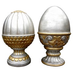 Complimentary Pair of Italian Gilt Terracotta Finials