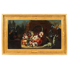 Antique Dutch School Floral Still Life Oil Painting Framed Late 18th Century