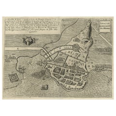 Antike Karte des Sieges von Syracuse, Sizilien, Italien, ca. 1675