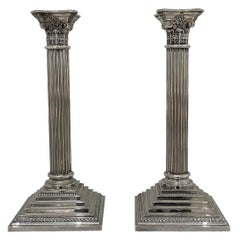 20th Century American Pair of Silver-Plated Metal Candle Holders by Godinger