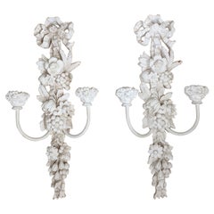 White Plaster Hollywood Regency Sconces