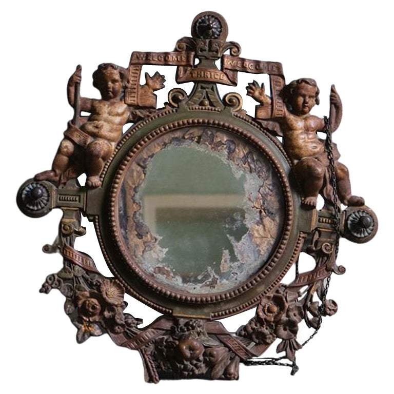 Victorian Wall Mirror Adorned with Putti