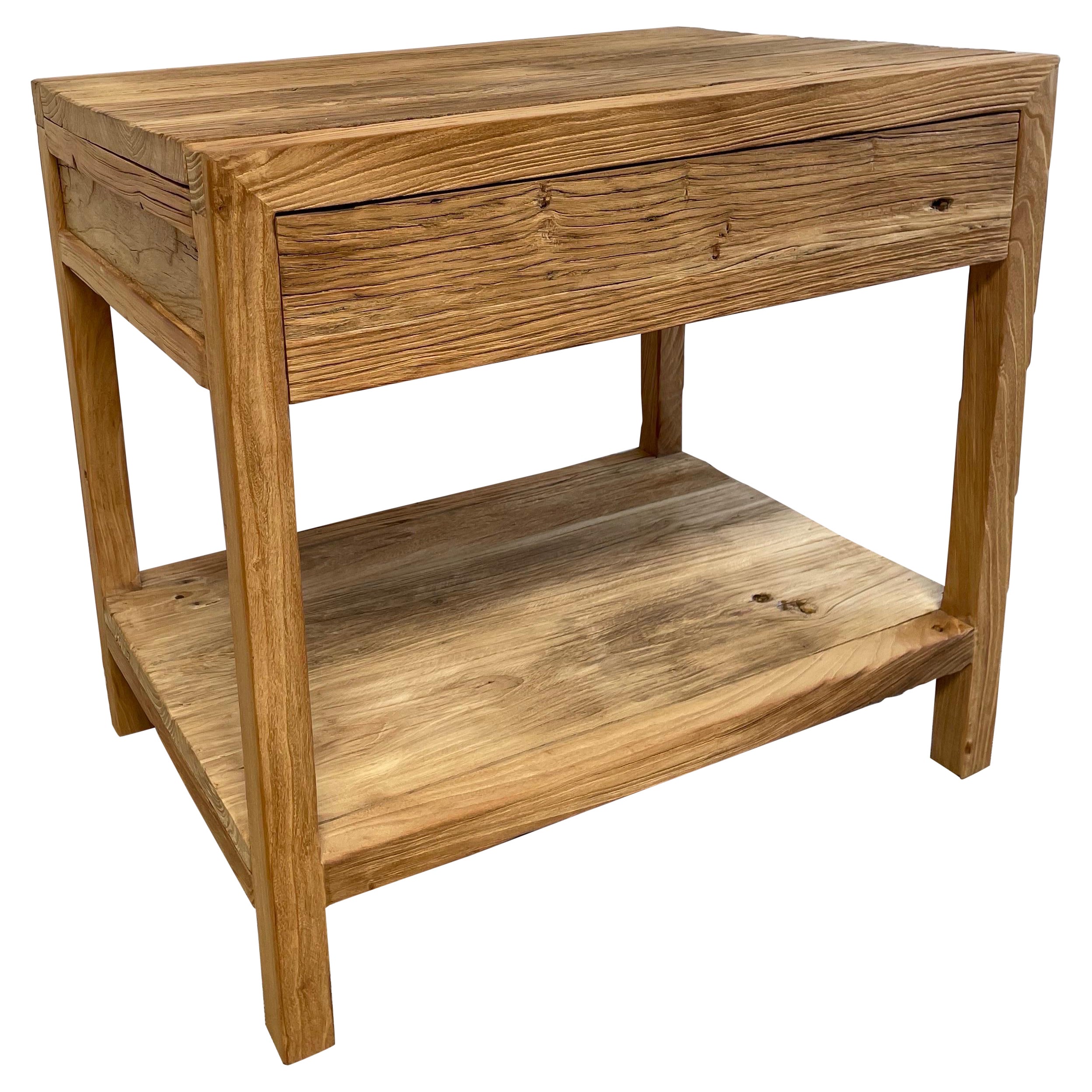 Custom Elm Wood Single Drawer Night Stands Natural Finish