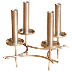 Paavo Tynell Hand Made Candelabra circa 1960, Nickel Brass, Finland