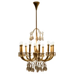 1950's Italian Crystal Chandelier by Oscar Tolasco for Lumi Milano