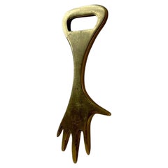 Scandinavian Modern Hand Bottle Cap Opener in Brass, 1950s