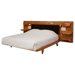 Gio Ponti Headboard and Bedframe with Attached Nightstands