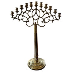 20th Century Tall Brass Eleven-Light Candelabrum in the Style of Paavo Tynell