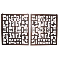 Pair of Intricately Carved Window Screens - 19th Century