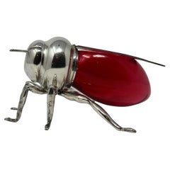 English Ruby Glass Honey Pot Bee