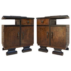 Art Deco Nightstands With Ebonized Base