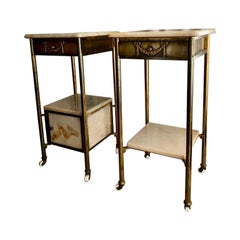 Pair of Onyx Brass Night Stands