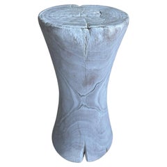 Andrianna Shamaris Hourglass Bleached Teak Wood Side Table or Stool