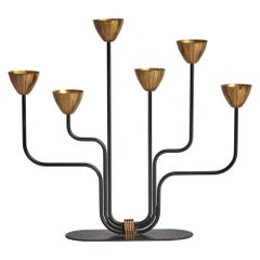 Gunnar Ander, Candelabra, Brass, Metal, Sweden, 1950s