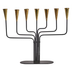 Swedish Designer, Candelabra, Brass, Metal, Sweden, 1950s