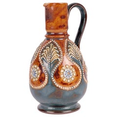 Doulton Lambeth Art Nouveau Beaded Floral Jug by Annie Partridge 