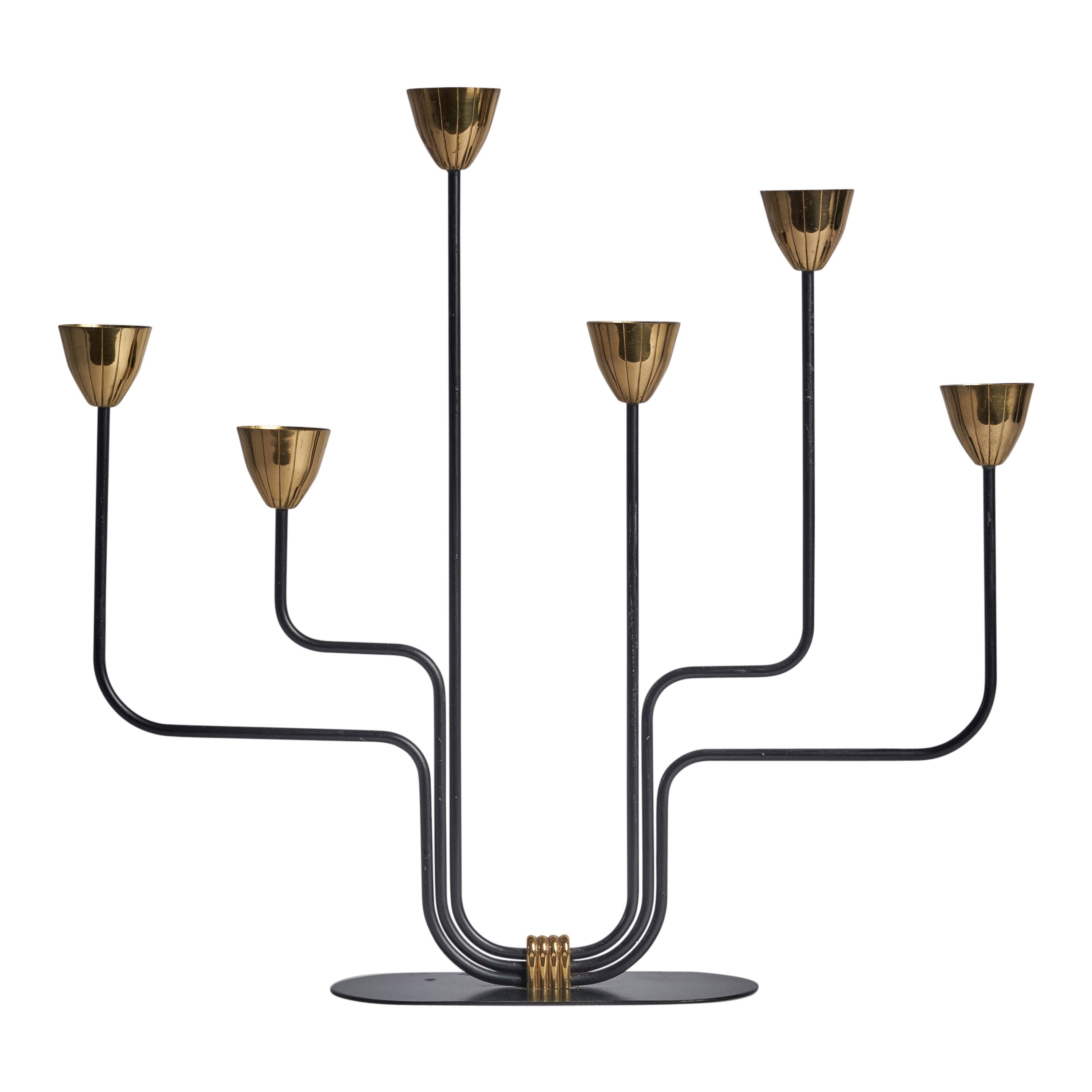 Gunnar Ander, Candelabra, Brass, Metal, Sweden, 1950s For Sale