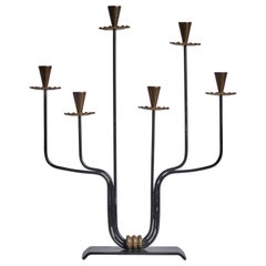 Swedish Designer, Candelabra, Brass, Metal, Sweden, 1940s