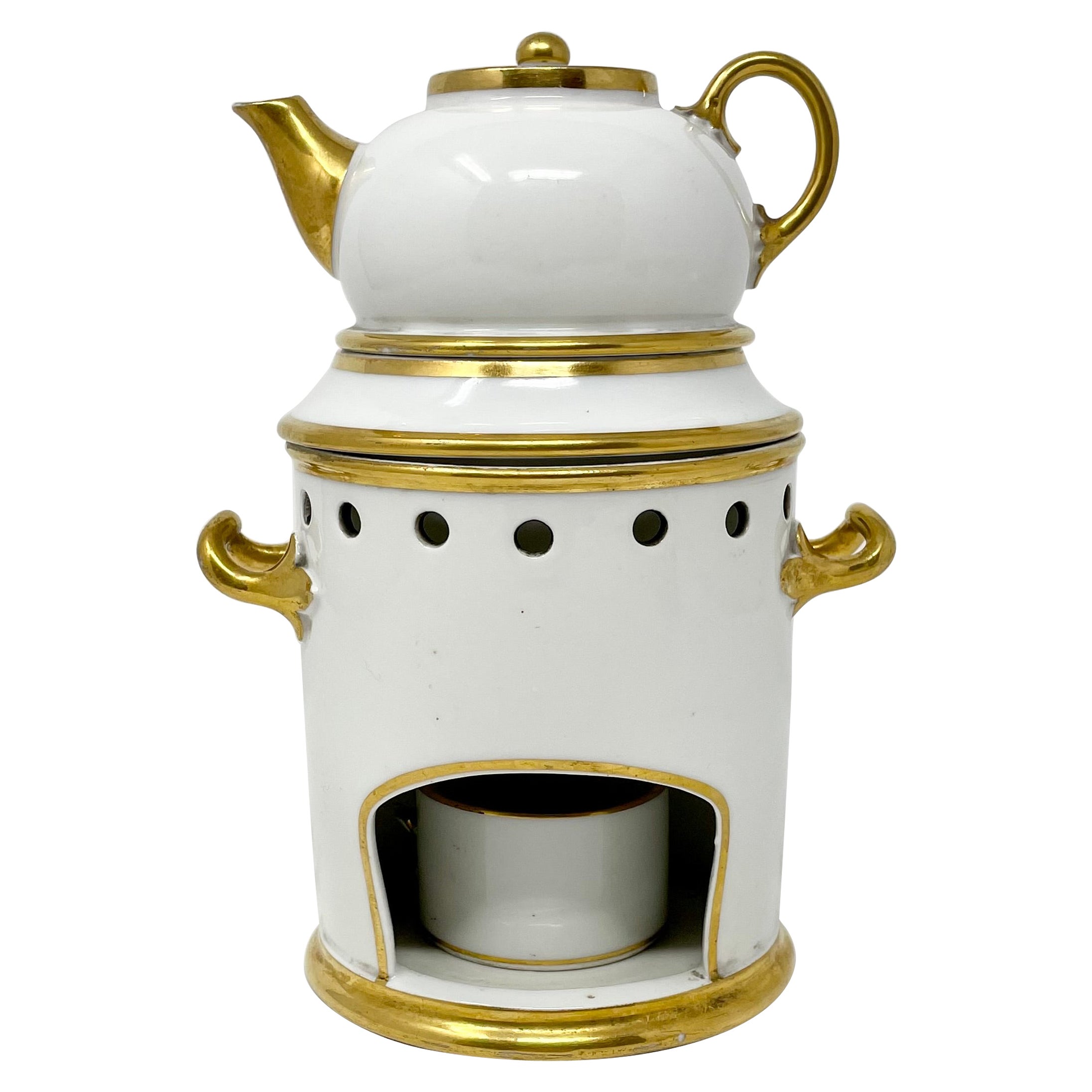 Antique French Old Paris Porcelain Veilleuse or Tea Warmer Night Light, Ca. 1900