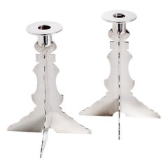 Robert Venturi Post Modern Silver Candleholders for Swid Powell