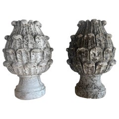 Pair of 19th C. Italian Stone Artichokes